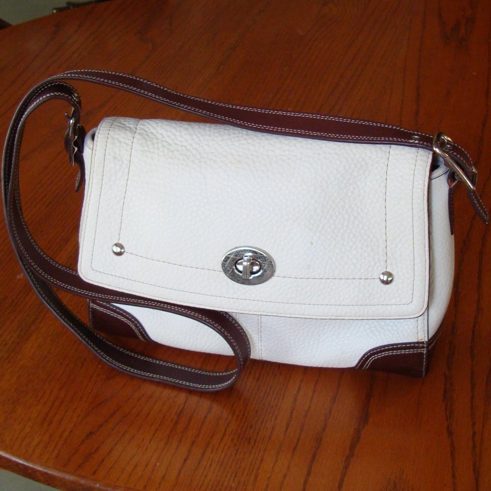 COACH Hamilton Cream & Brown Leather Crossbody Bag